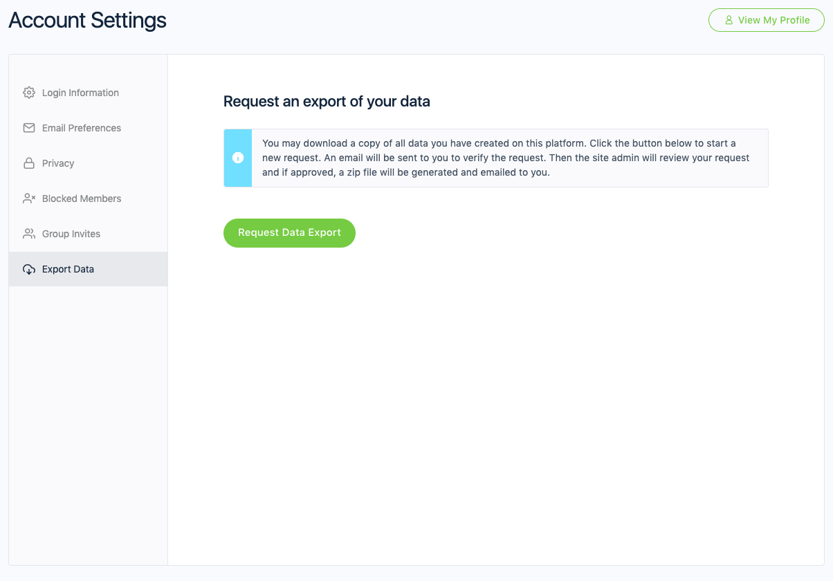 Export Data Page